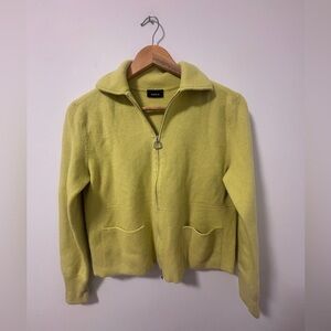 Akris Chartreuse Cashmere Zip-Up Cardigan